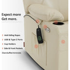 Fauteuil inclinable électrique MCombo de largeur moyenne avec massage et chauffage pour personnes âgées, similicuir R7045