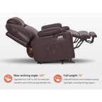 Fauteuil inclinable électrique MCombo de largeur moyenne avec massage et chauffage pour personnes âgées, similicuir R7045