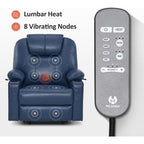 Fauteuil inclinable électrique MCombo de largeur moyenne avec massage et chauffage pour personnes âgées, similicuir R7045