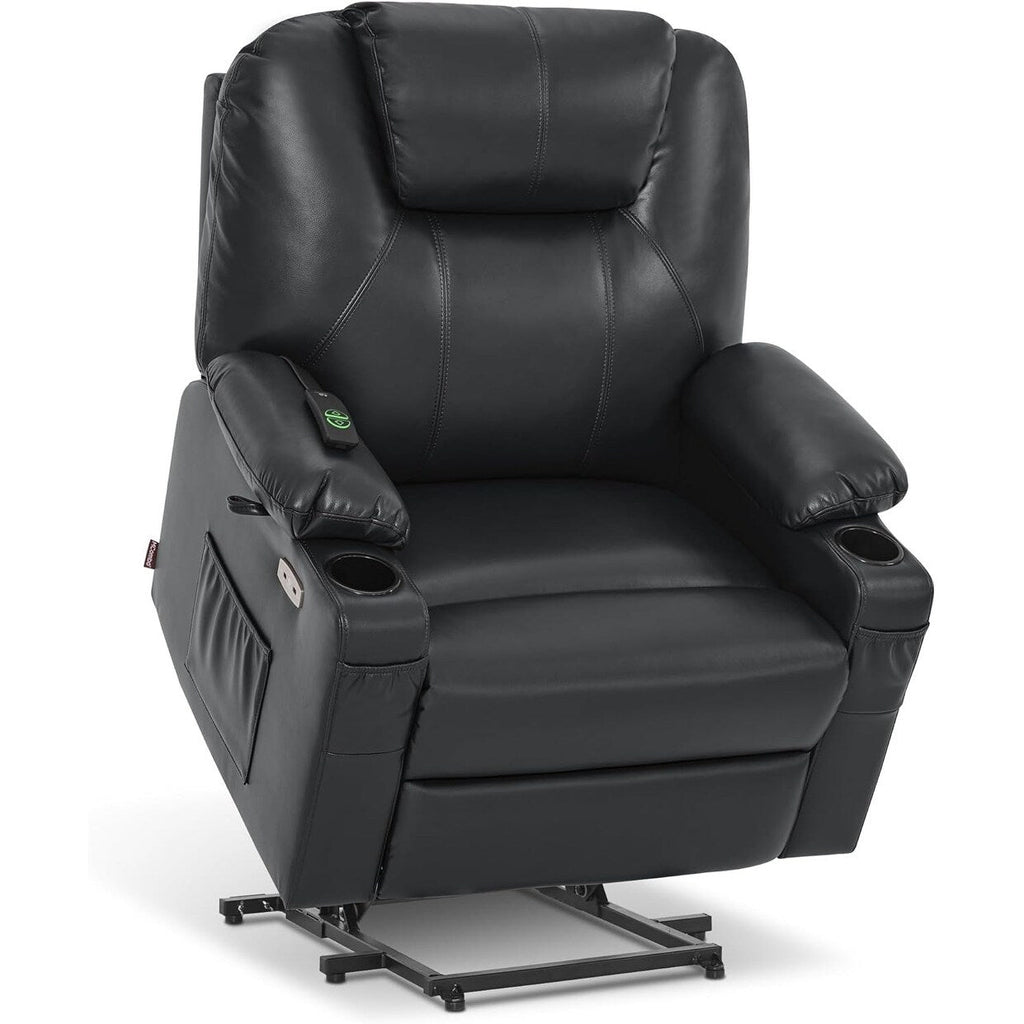 Fauteuil inclinable électrique MCombo de largeur moyenne avec massage et chauffage pour personnes âgées, similicuir R7045