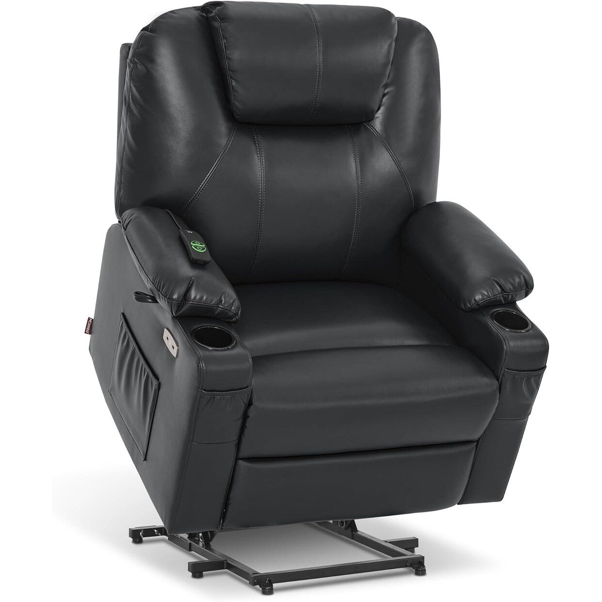 Fauteuil inclinable électrique MCombo de largeur moyenne avec massage et chauffage pour personnes âgées, similicuir R7045