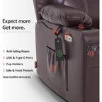 Fauteuil inclinable électrique MCombo de largeur moyenne avec massage et chauffage pour personnes âgées, similicuir R7045