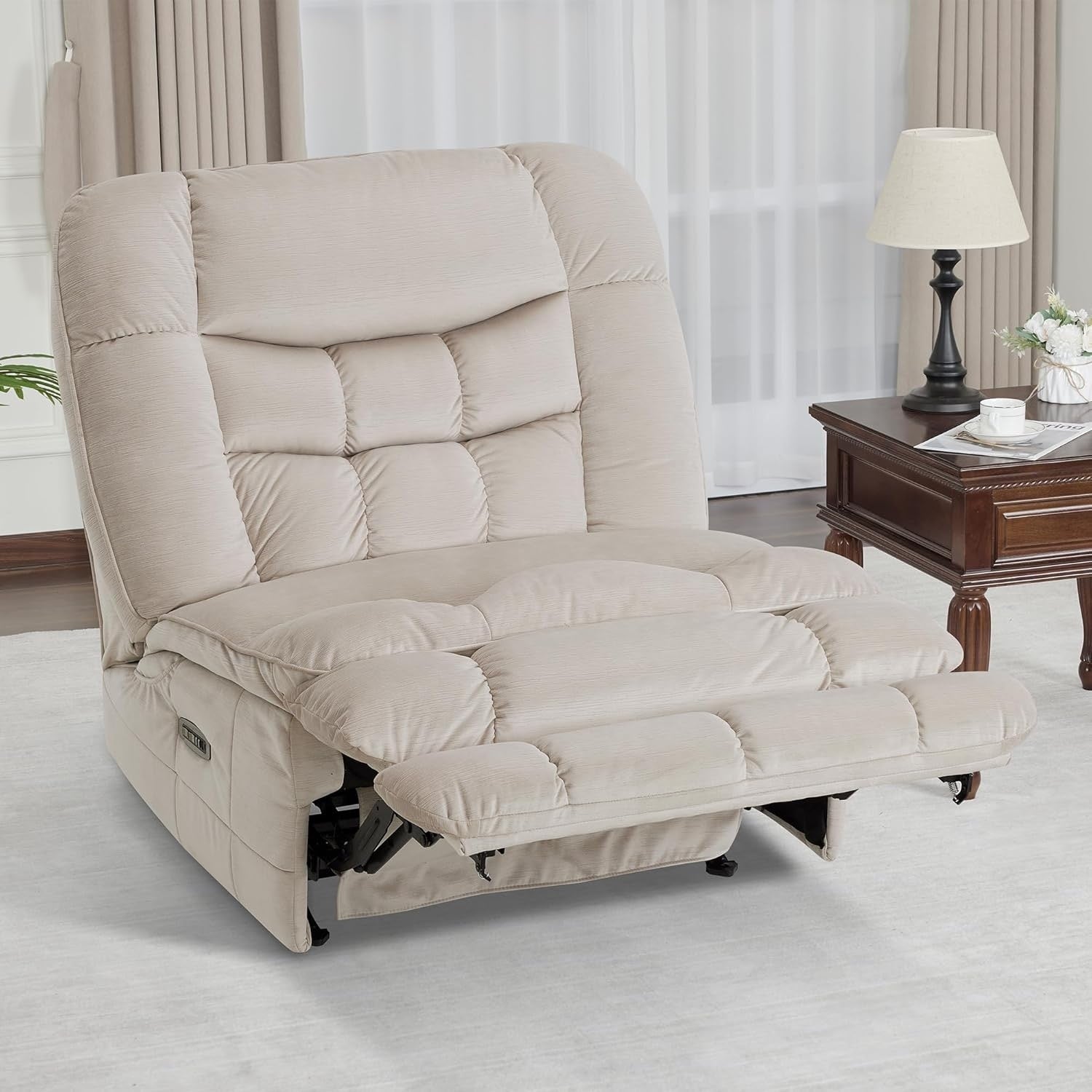 Fauteuil inclinable à bascule électrique surdimensionné MCombo à double moteur, sans accoudoirs, idéal pour le salon, tissu PR607