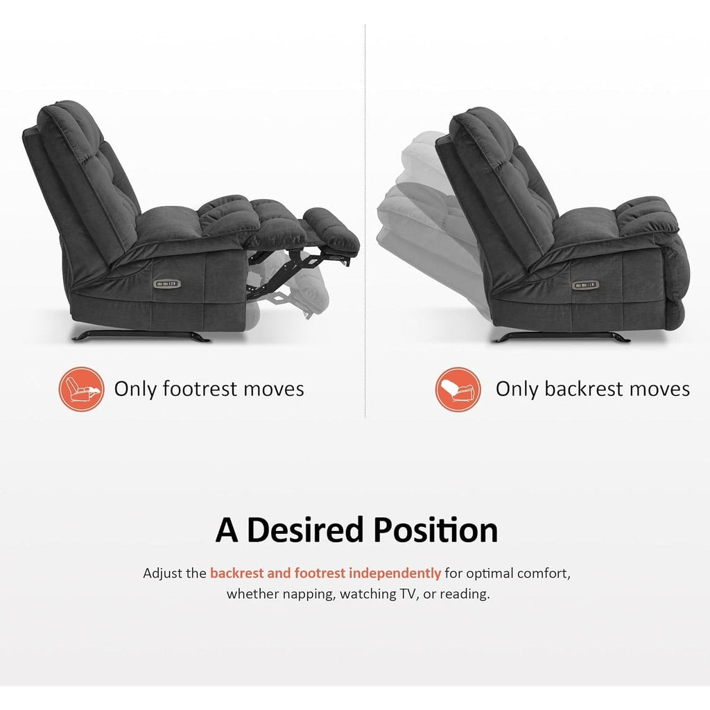 Fauteuil inclinable à bascule électrique surdimensionné MCombo à double moteur, sans accoudoirs, idéal pour le salon, tissu PR607