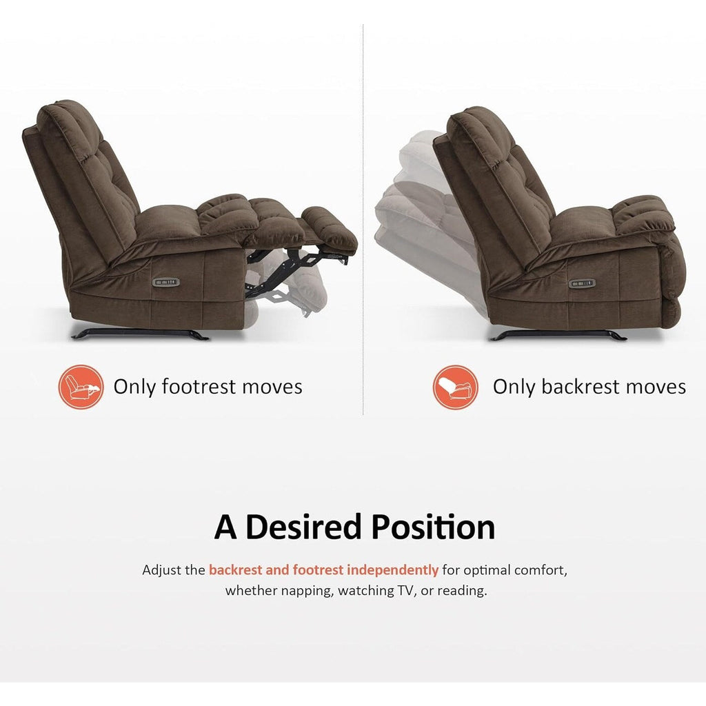 Fauteuil inclinable à bascule électrique surdimensionné MCombo à double moteur, sans accoudoirs, idéal pour le salon, tissu PR607