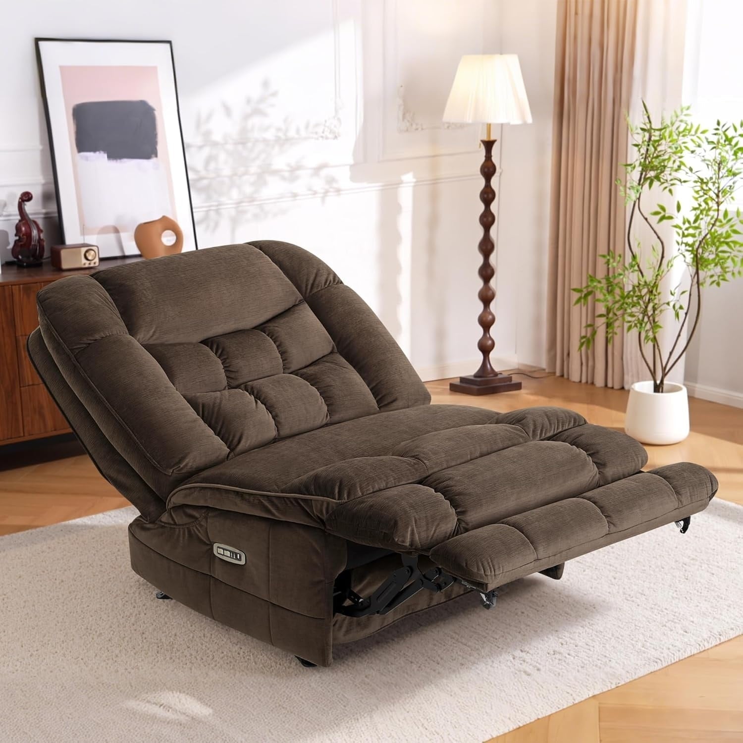 Fauteuil inclinable à bascule électrique surdimensionné MCombo à double moteur, sans accoudoirs, idéal pour le salon, tissu PR607