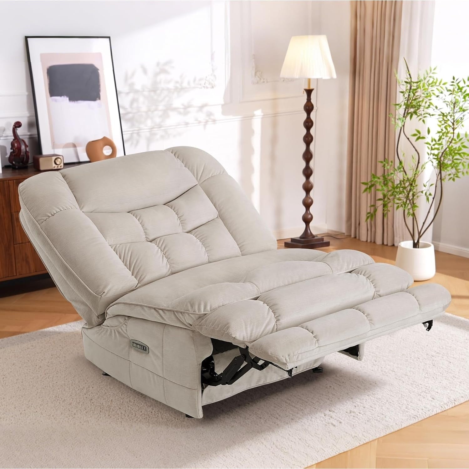 Fauteuil inclinable à bascule électrique surdimensionné MCombo à double moteur, sans accoudoirs, idéal pour le salon, tissu PR607