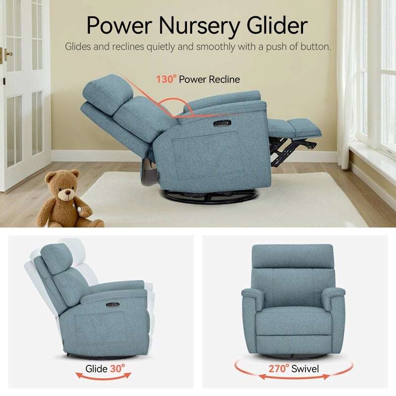 Fauteuil inclinable pivotant et électrique MCombo pour chambre d'enfant, tissu PR601
