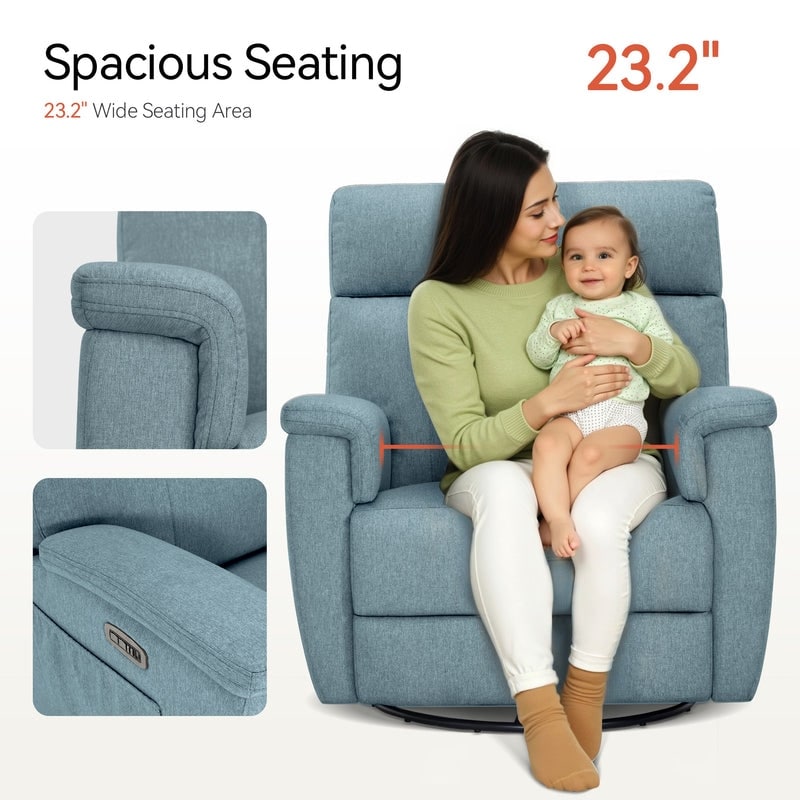 Fauteuil inclinable pivotant et électrique MCombo pour chambre d'enfant, tissu PR601
