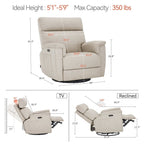 Fauteuil inclinable pivotant et électrique MCombo pour chambre d'enfant, tissu PR601