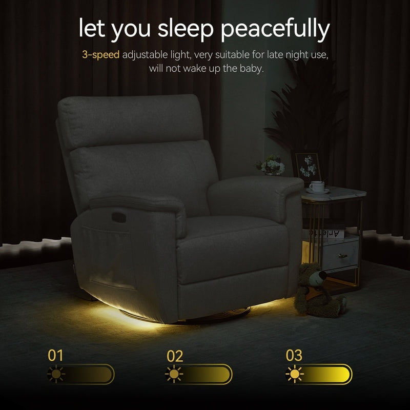 Fauteuil inclinable pivotant et électrique MCombo pour chambre d'enfant, tissu PR601