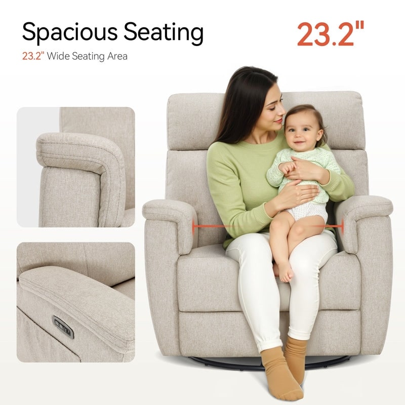 Fauteuil inclinable pivotant et électrique MCombo pour chambre d'enfant, tissu PR601
