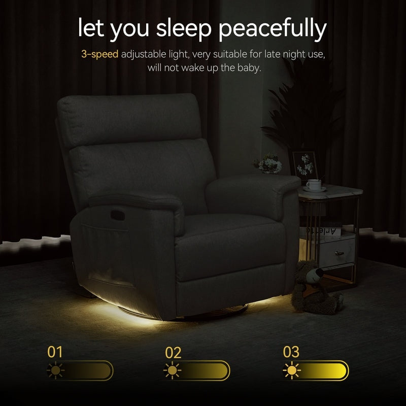 Fauteuil inclinable pivotant et électrique MCombo pour chambre d'enfant, tissu PR601