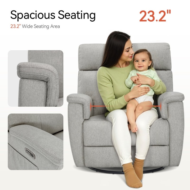Fauteuil inclinable pivotant et électrique MCombo pour chambre d'enfant, tissu PR601
