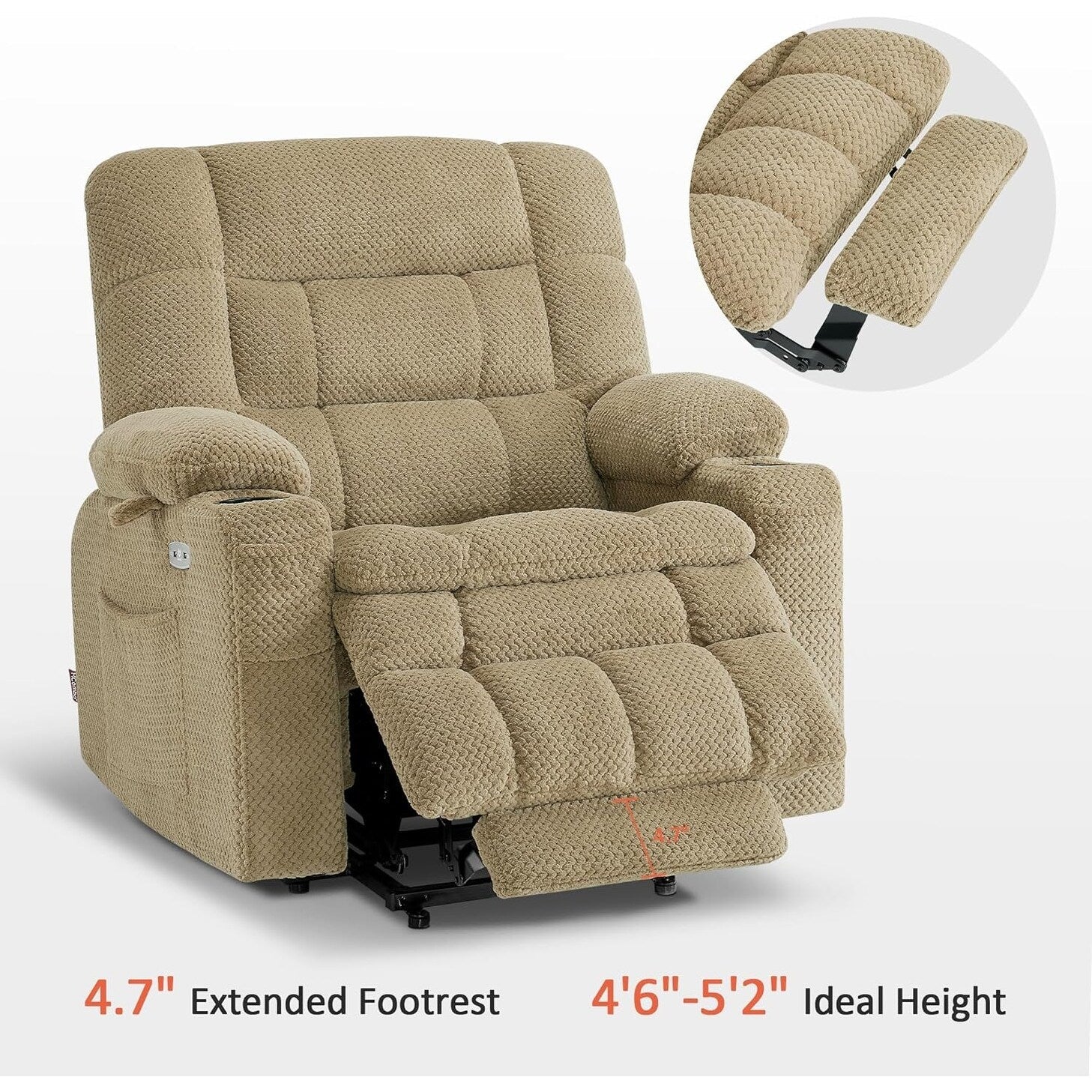Fauteuil inclinable électrique à double moteur MCombo avec massage et chauffage, positions infinies, tissu R7894 (petit-large)