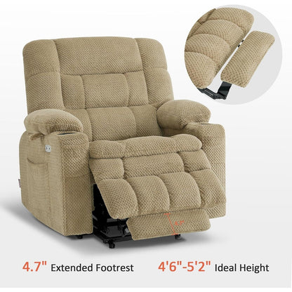 Fauteuil inclinable électrique à double moteur MCombo avec massage et chauffage, positions infinies, tissu R7894 (petit-large)