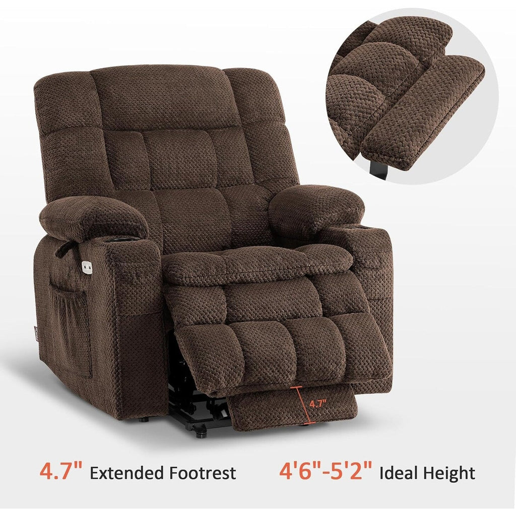Fauteuil inclinable électrique à double moteur MCombo avec massage et chauffage, positions infinies, tissu R7894 (petit-large)