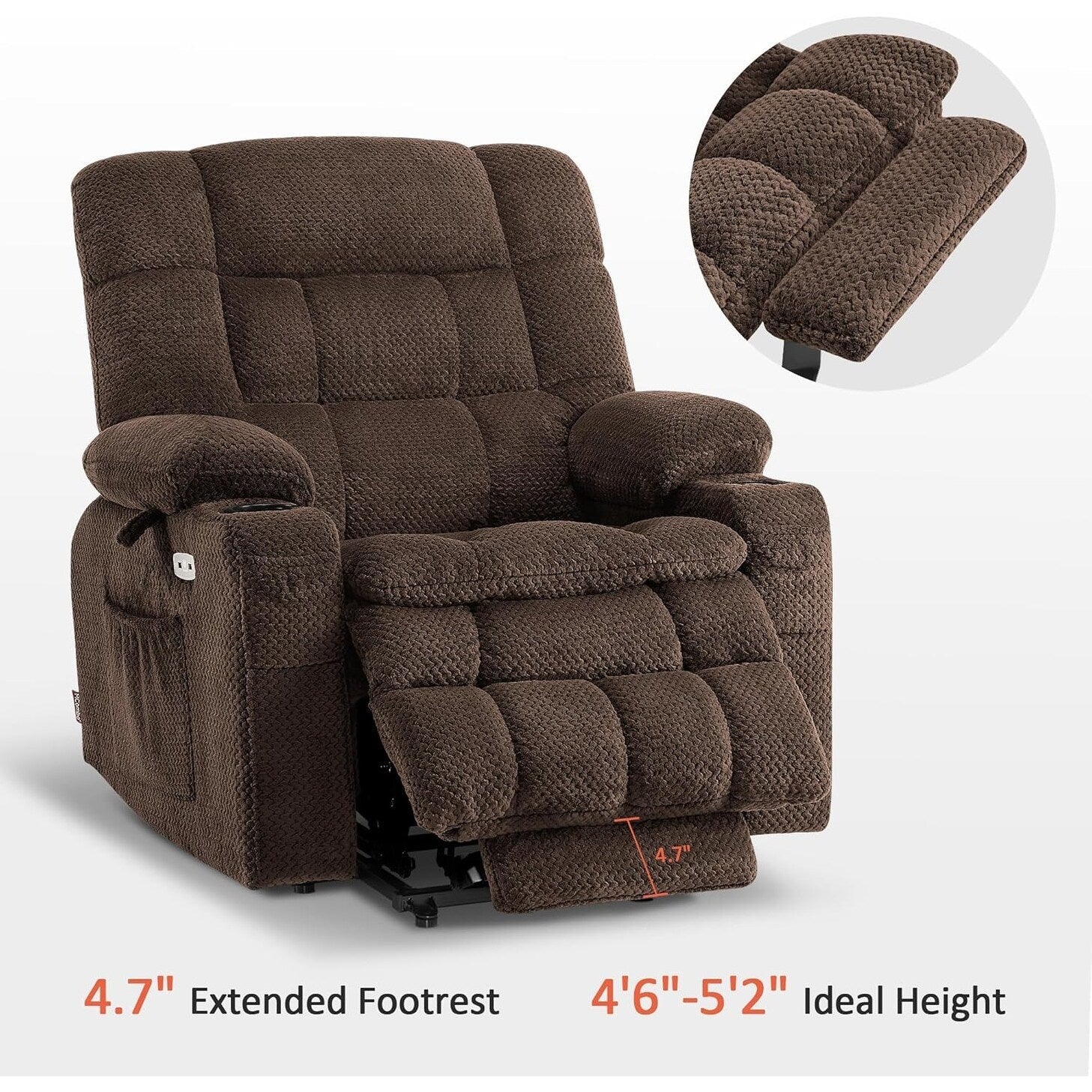 Fauteuil inclinable électrique à double moteur MCombo avec massage et chauffage, positions infinies, tissu R7894 (petit-large)