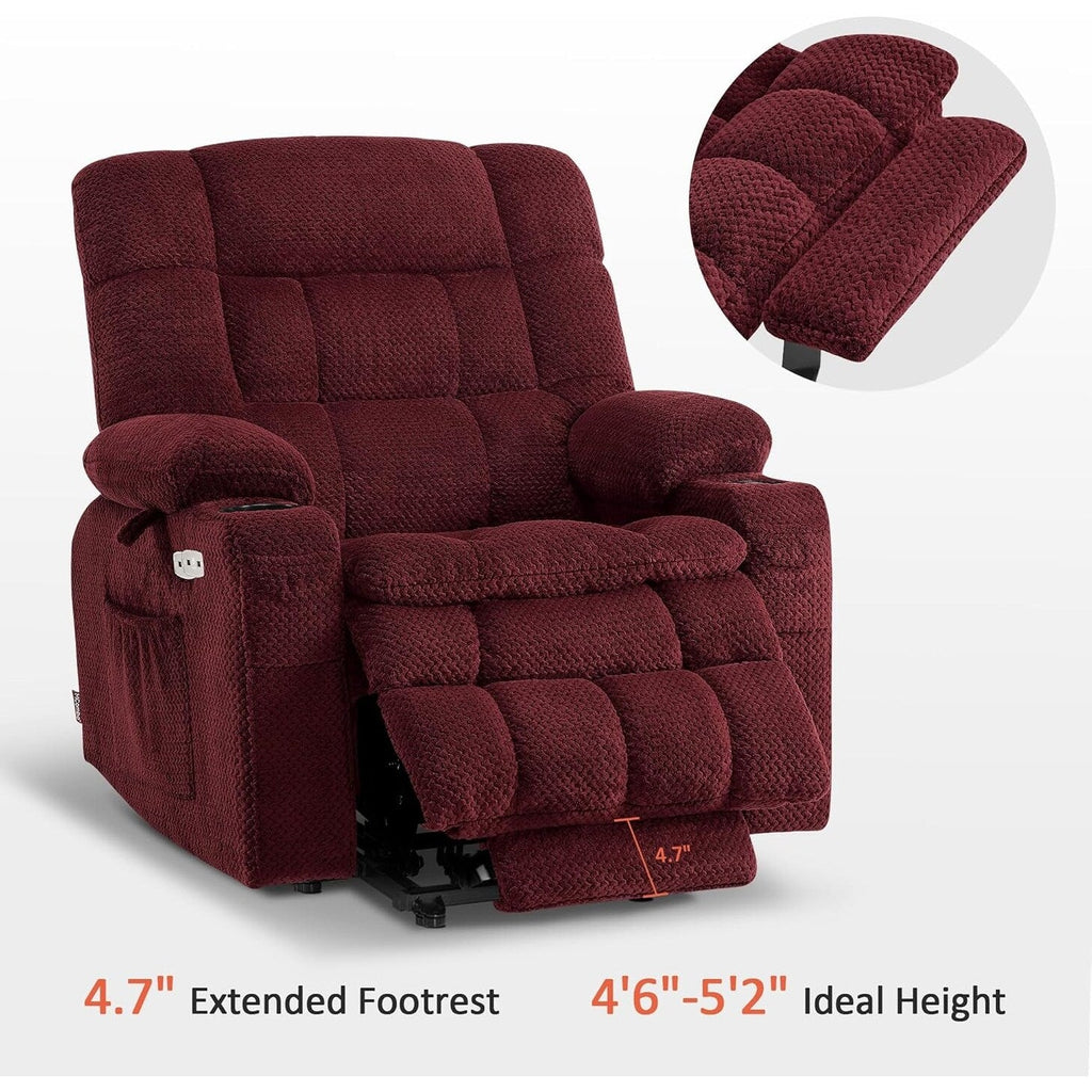 Fauteuil inclinable électrique à double moteur MCombo avec massage et chauffage, positions infinies, tissu R7894 (petit-large)