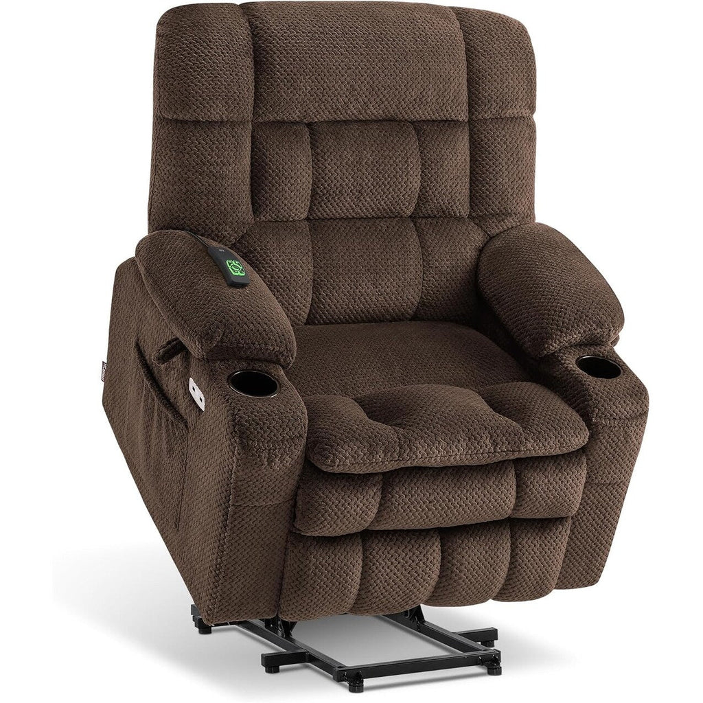 Fauteuil inclinable électrique à double moteur MCombo avec massage et chauffage, positions infinies, tissu R7894 (petit-large)