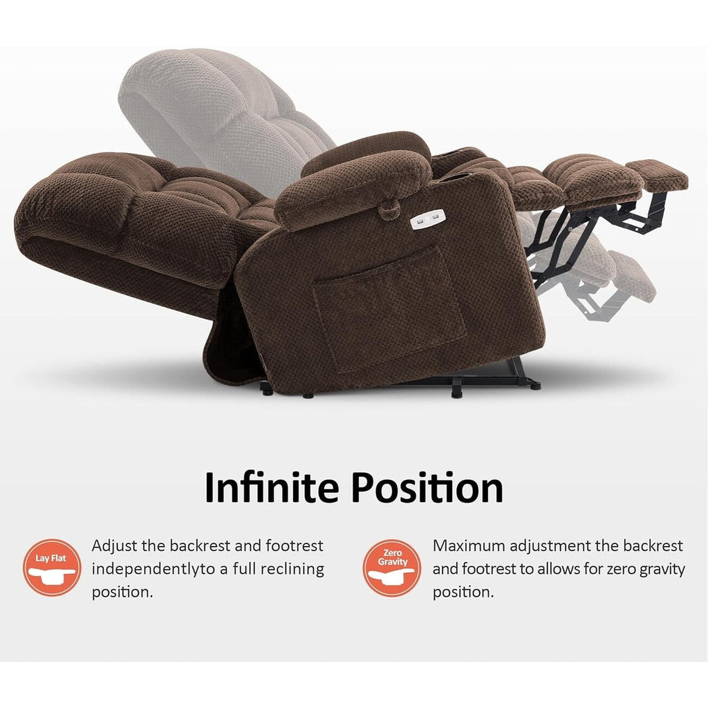 Fauteuil inclinable électrique à double moteur MCombo avec massage et chauffage, positions infinies, tissu R7894 (petit-large)