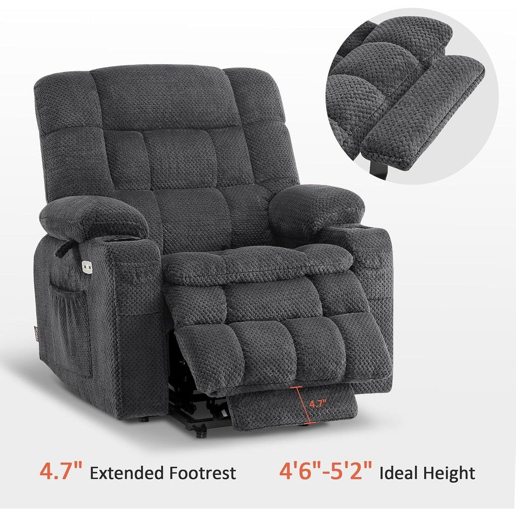 Fauteuil inclinable électrique à double moteur MCombo avec massage et chauffage, positions infinies, tissu R7894 (petit-large)