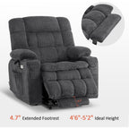 Fauteuil inclinable électrique à double moteur MCombo avec massage et chauffage, positions infinies, tissu R7894 (petit-large)