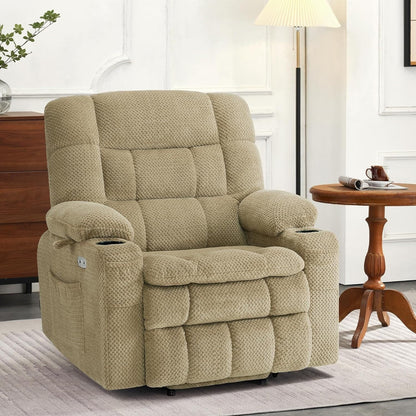Fauteuil inclinable électrique à double moteur MCombo avec massage et chauffage, positions infinies, tissu R7894 (petit-large)