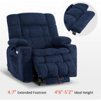 Fauteuil inclinable électrique à double moteur MCombo avec massage et chauffage, positions infinies, tissu R7894 (petit-large)