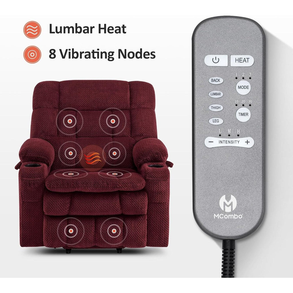 Fauteuil inclinable électrique à double moteur MCombo avec massage et chauffage, positions infinies, tissu R7894 (petit-large)