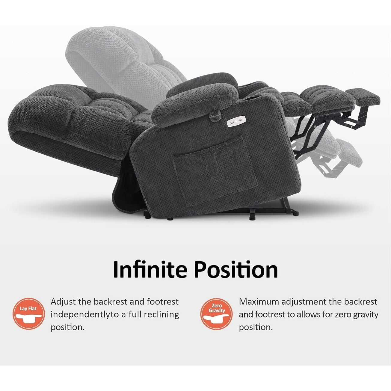 Fauteuil inclinable électrique à double moteur MCombo avec massage et chauffage, positions infinies, tissu R7894 (petit-large)