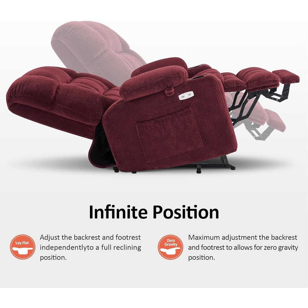 Fauteuil inclinable électrique à double moteur MCombo avec massage et chauffage, positions infinies, tissu R7894 (petit-large)