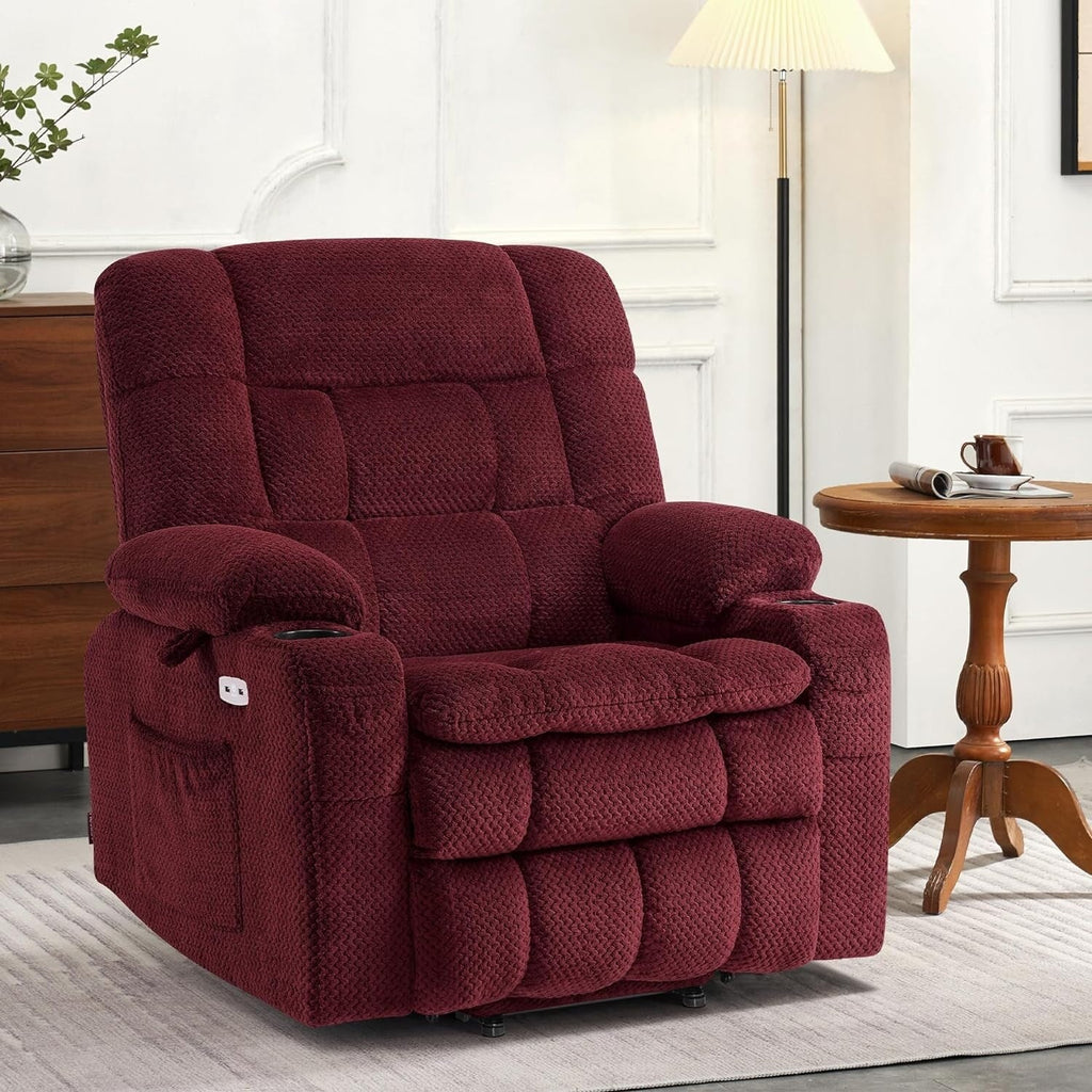 Fauteuil inclinable électrique à double moteur MCombo avec massage et chauffage, positions infinies, tissu R7894 (petit-large)
