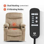 Fauteuil inclinable électrique à double moteur MCombo, petit, avec massage, double chauffage, appui-tête réglable, tissu 7222