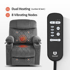 Fauteuil inclinable électrique à double moteur MCombo, petit, avec massage, double chauffage, appui-tête réglable, tissu 7222