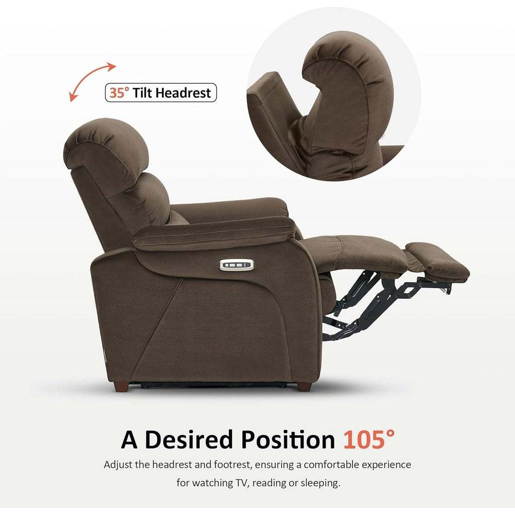 Fauteuil inclinable électrique MCombo Zero Wall-Hugger avec appui-tête réglable, idéal pour les petits espaces et les camping-cars, tissu ST257