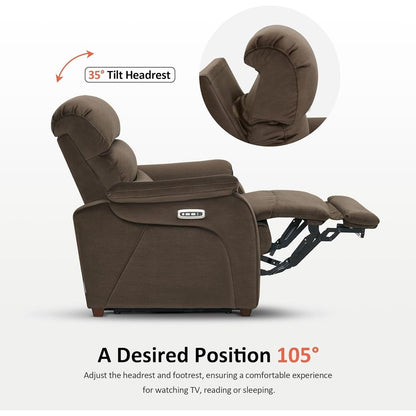 Fauteuil inclinable électrique MCombo Zero Wall-Hugger avec appui-tête réglable, idéal pour les petits espaces et les camping-cars, tissu ST257