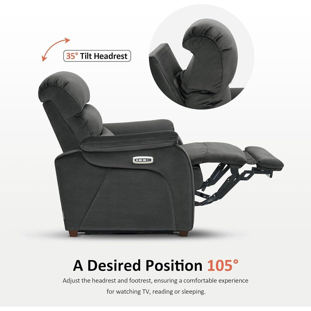 Fauteuil inclinable électrique MCombo Zero Wall-Hugger avec appui-tête réglable, idéal pour les petits espaces et les camping-cars, tissu ST257