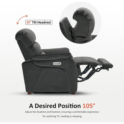 Fauteuil inclinable électrique MCombo Zero Wall-Hugger avec appui-tête réglable, idéal pour les petits espaces et les camping-cars, tissu ST257