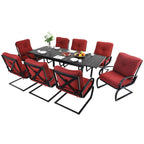 Ensemble de salle à manger d'extérieur 7/9 pièces, 6/8 chaises à ressort avec coussin, 1 rectangulaire