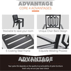 Ensemble de salle à manger d'extérieur MAISON ARTS avec chaises empilables en acier et table extensible