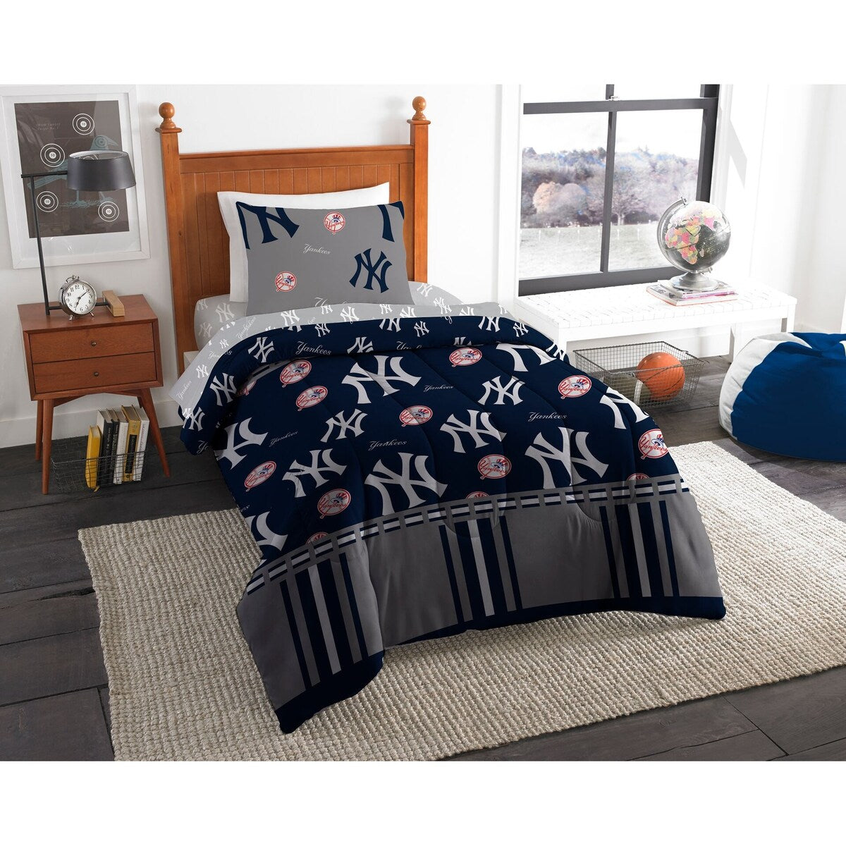 Ensemble de lit double rotatif 4 pièces MLB New York Yankees dans un sac