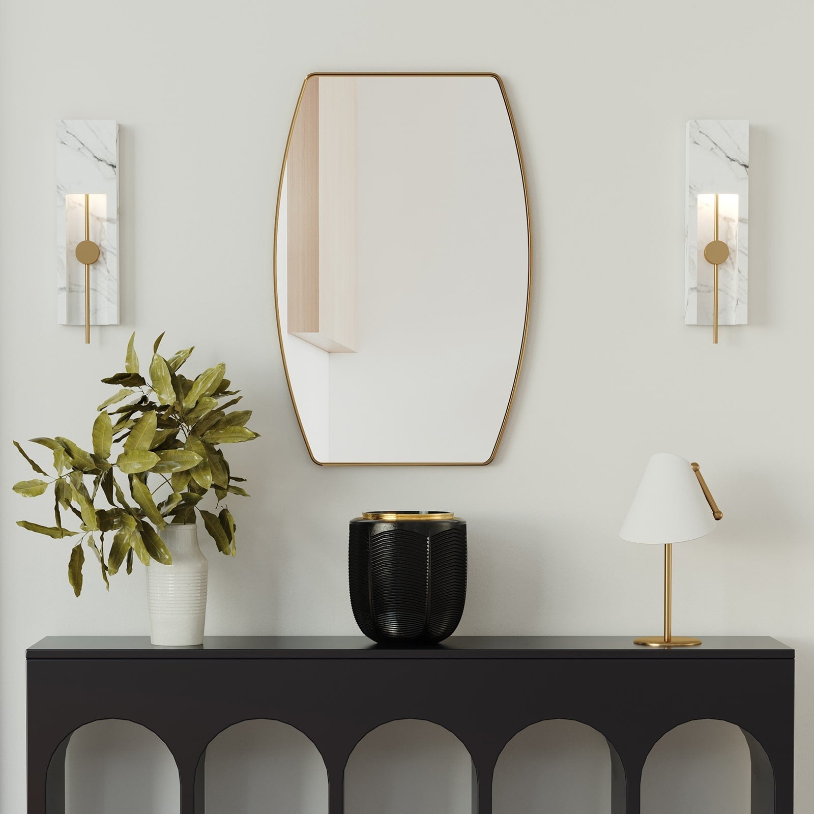 Miroir mural oblong en métal MacLuu