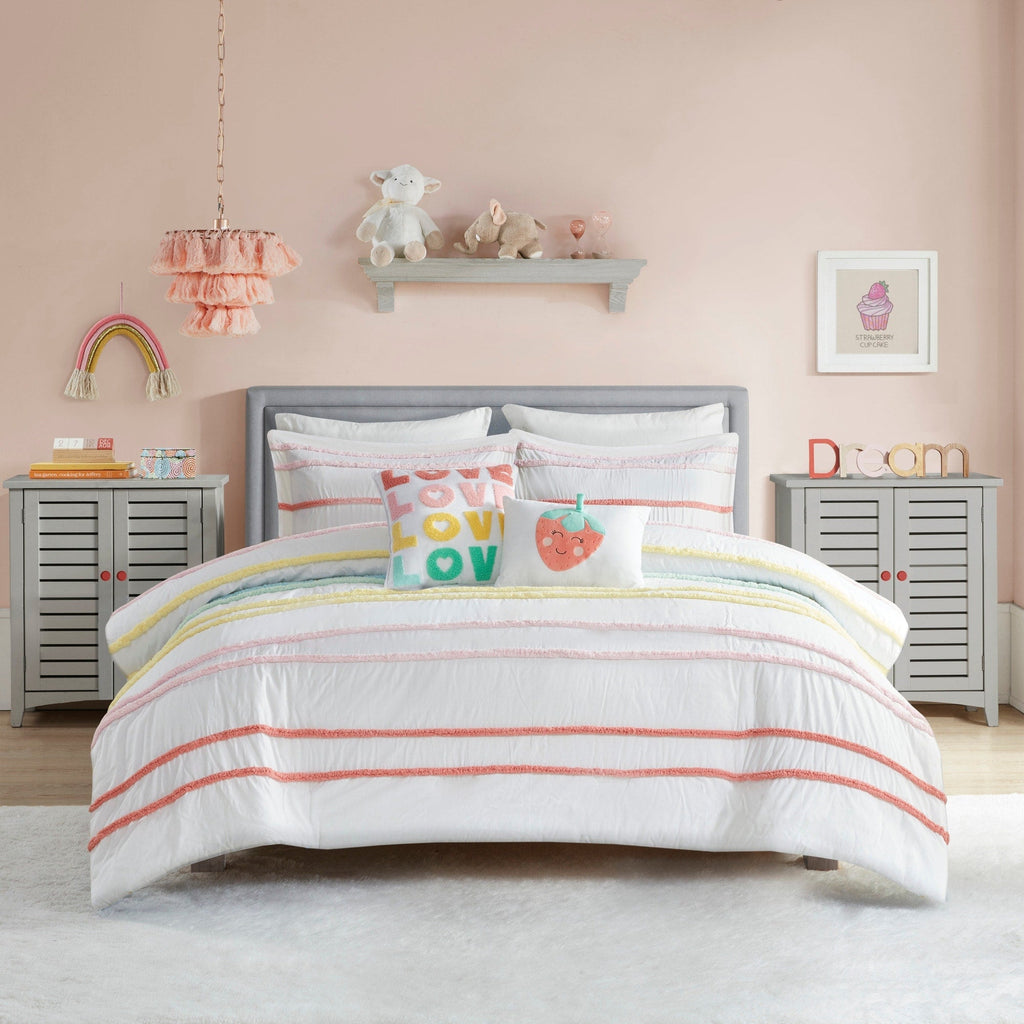 Parure de lit Mackenzie en coton avec bordure en chenille par Intelligent Design Kids