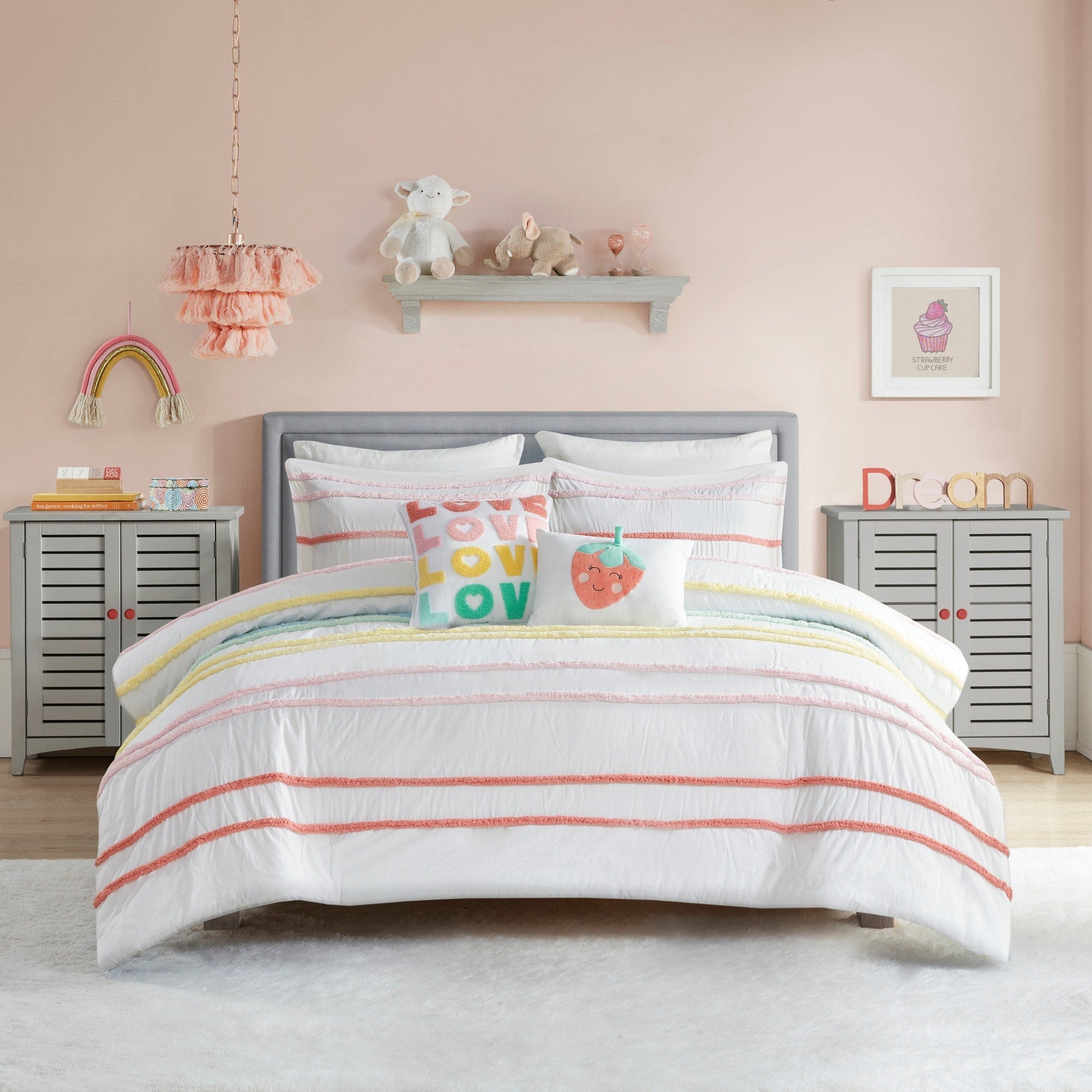 Parure de lit Mackenzie en coton avec bordure en chenille par Intelligent Design Kids