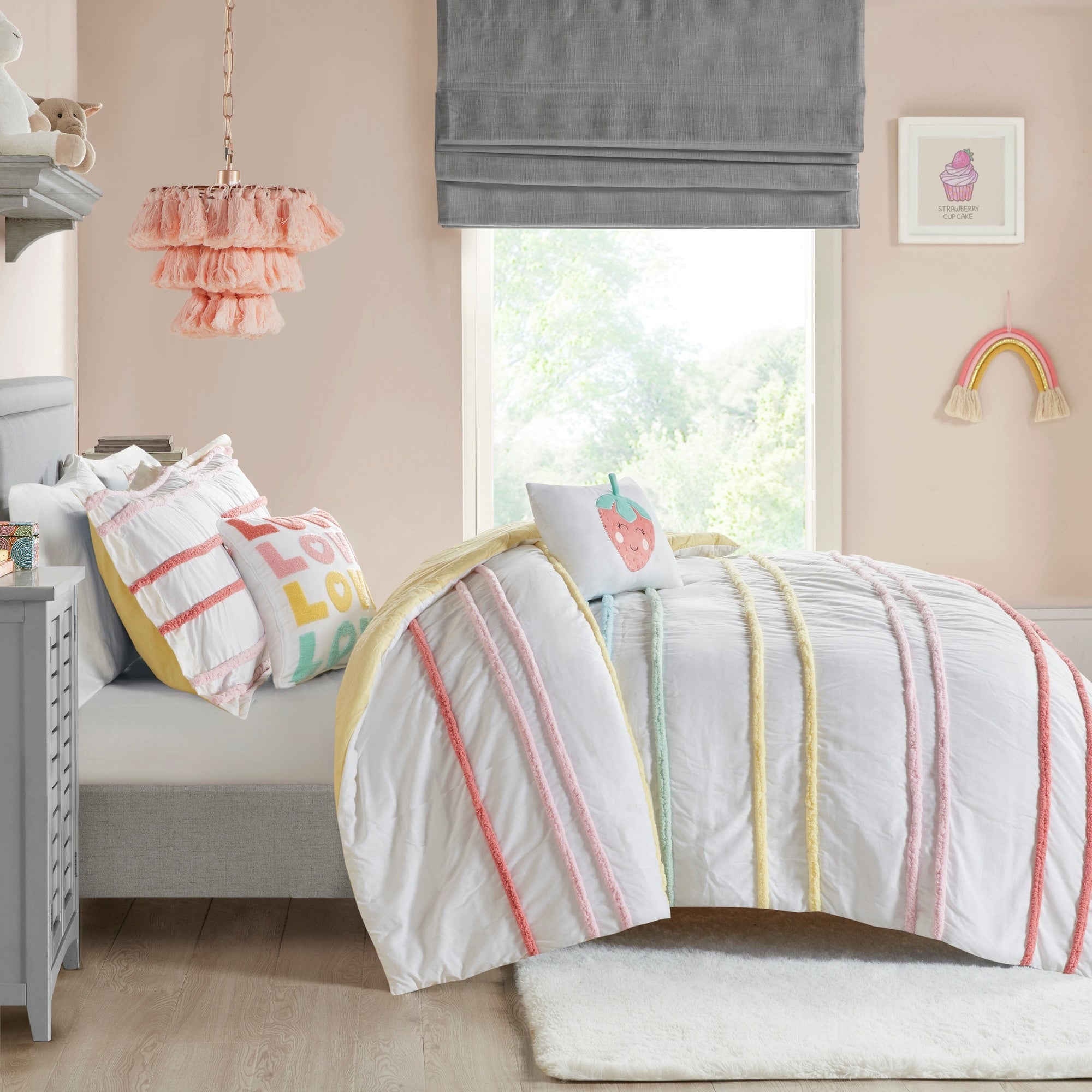 Parure de lit Mackenzie en coton avec bordure en chenille par Intelligent Design Kids