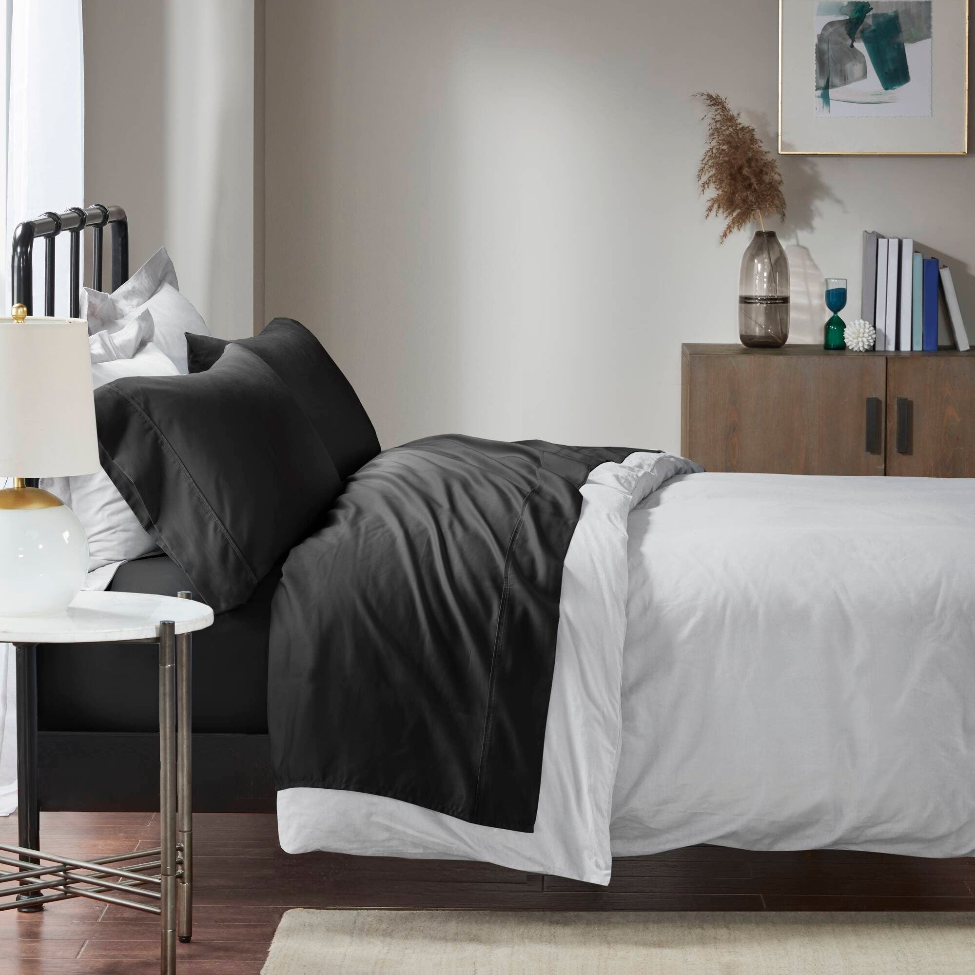 Ensemble de draps Madison Park en mélange de coton 1500 fils, 4 pièces