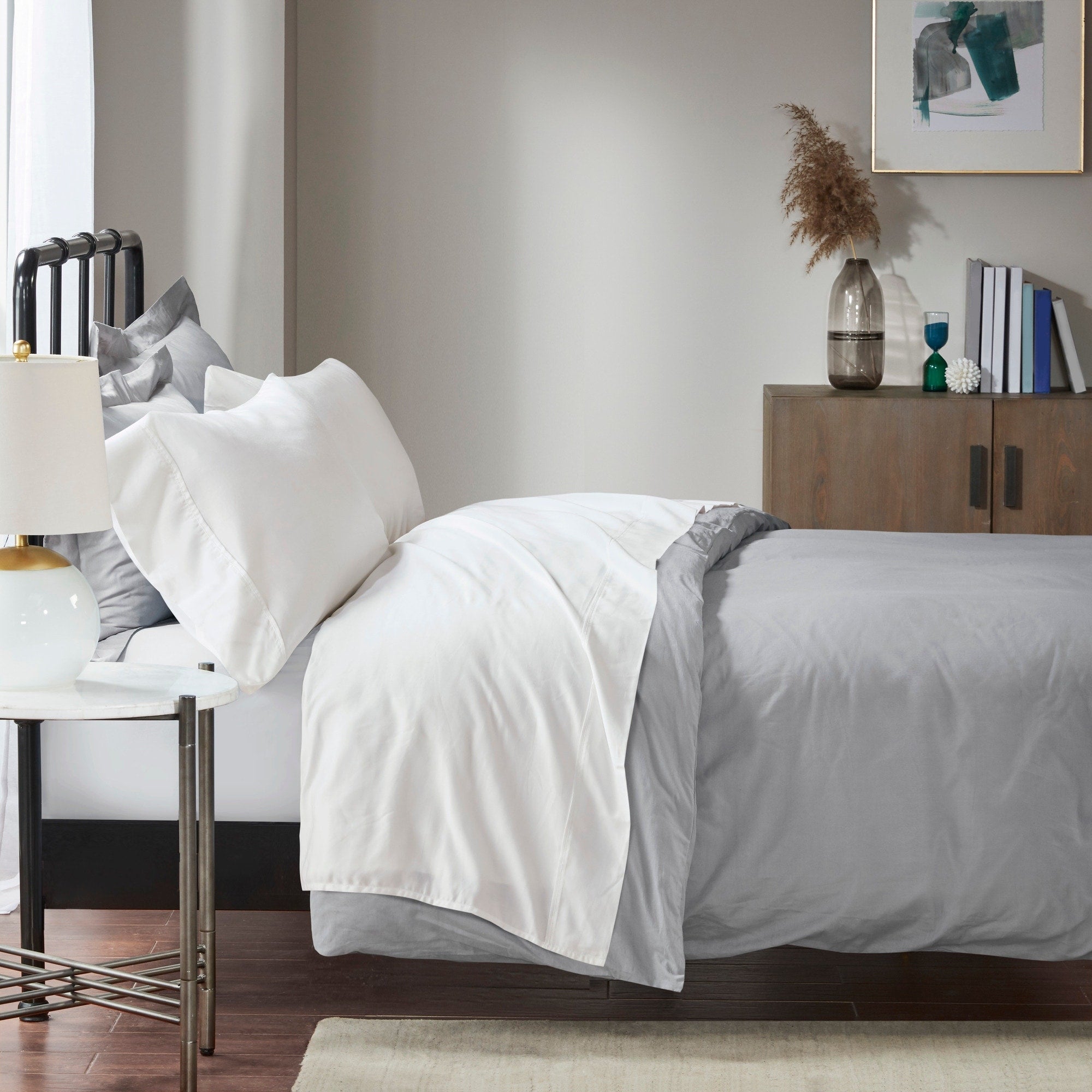 Ensemble de draps Madison Park en mélange de coton 1500 fils, 4 pièces