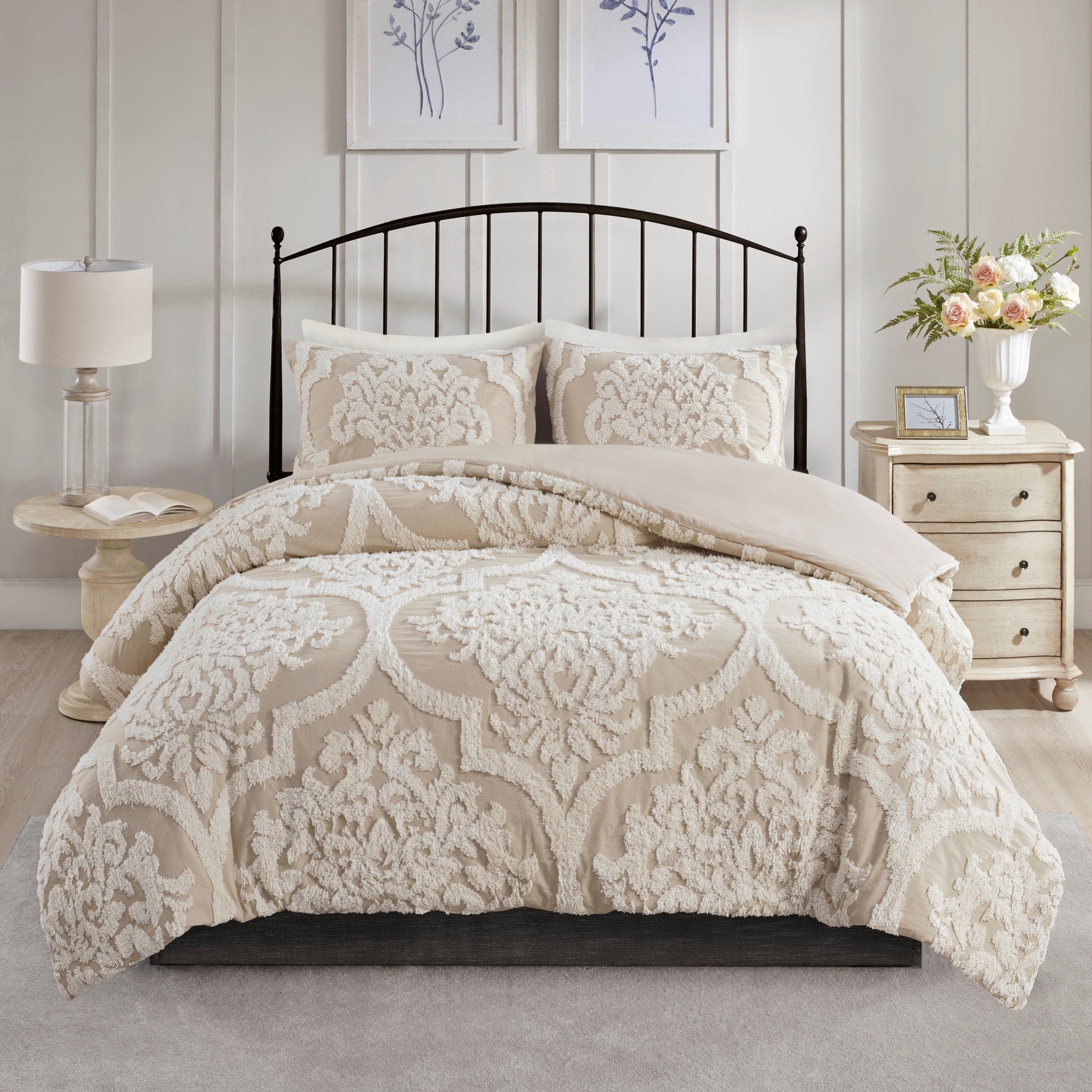Parure de couette Madison Park Aeriela en coton chenille damassé touffeté