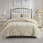 Parure de couette Madison Park Aeriela en coton chenille damassé touffeté